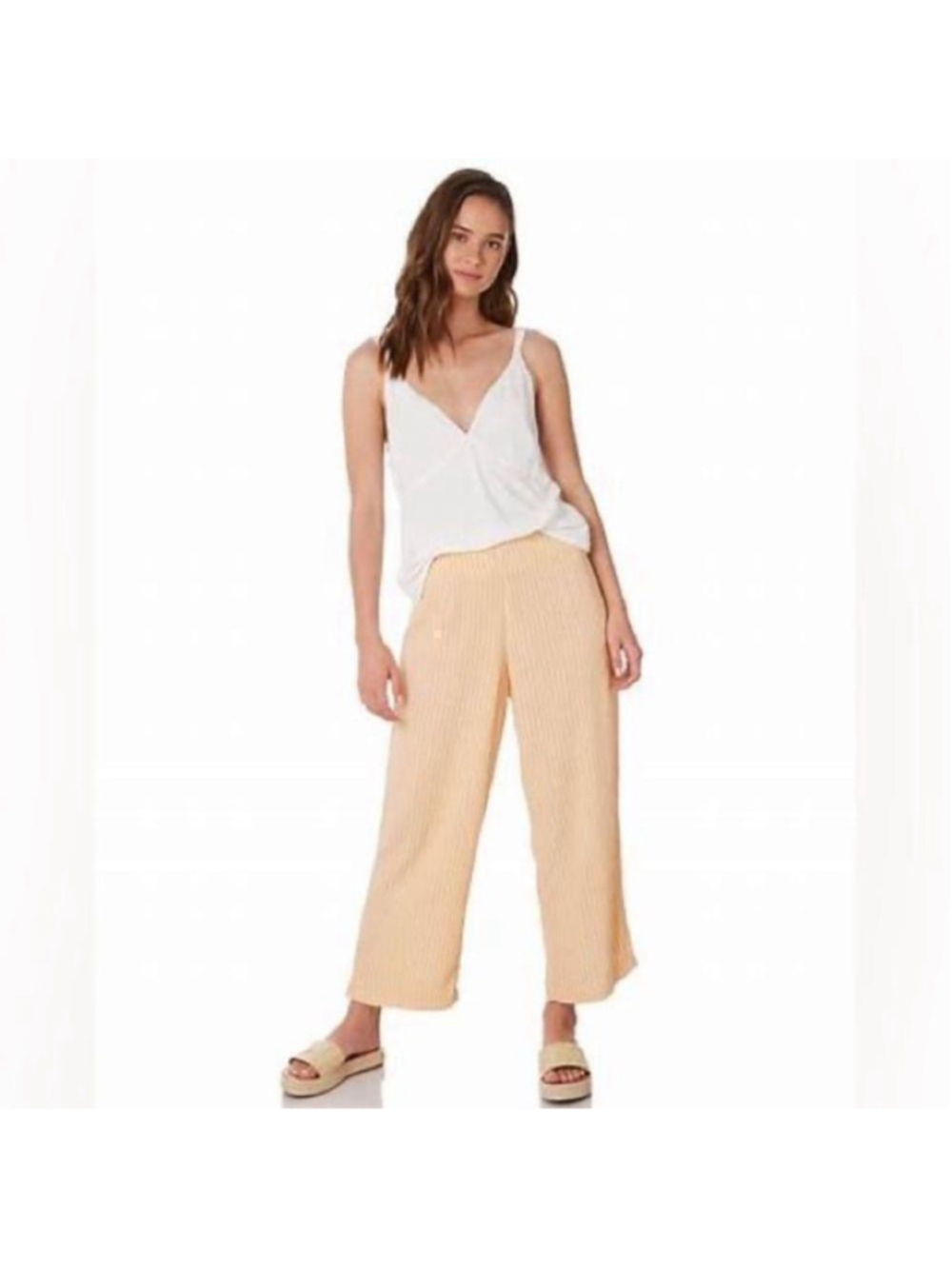 Zulu & Zephyr distinct pants surf beach wide leg striped orange vacation sz 6